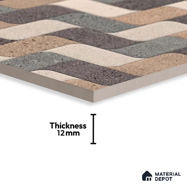 Patterned Look Parking Tile TL 08417 1.6 ft x 1.6 ft Vitrified Matte Finish - 12 mm | Pattern Alignment May Vary | 2-3 mm Spacer is Mandatory