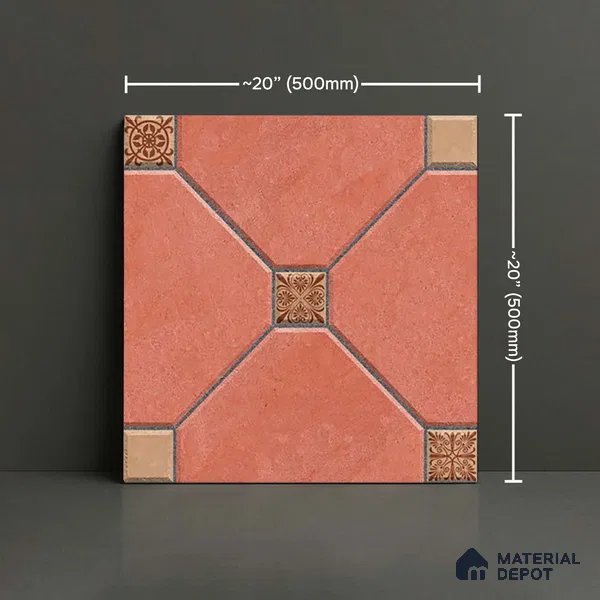 Moroccan Look Parking Tile TL 08419  1.6 ft x 1.6 ft Vitrified Matte Finish - 12 mm | Pattern Alignment May Vary | 2-3 mm Spacer is Mandatory