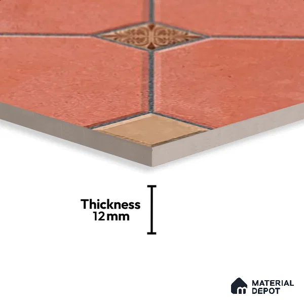 Moroccan Look Parking Tile TL 08419  1.6 ft x 1.6 ft Vitrified Matte Finish - 12 mm | Pattern Alignment May Vary | 2-3 mm Spacer is Mandatory