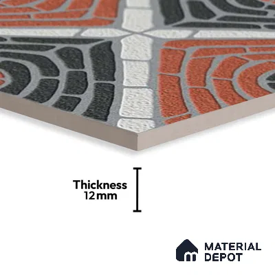 Patterned Look Parking Tile TL 08421  1.6 ft x 1.6 ft Vitrified Matte Finish - 12 mm | Pattern Alignment May Vary | 2-3 mm Spacer is Mandatory