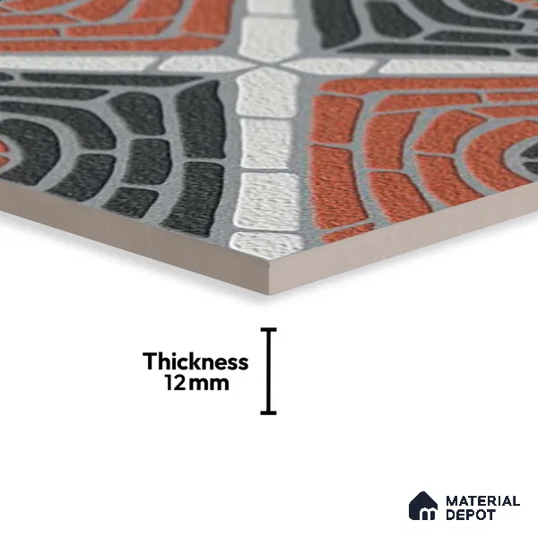 Patterned Look Parking Tile TL 08421  1.6 ft x 1.6 ft Vitrified Matte Finish - 12 mm | Pattern Alignment May Vary | 2-3 mm Spacer is Mandatory