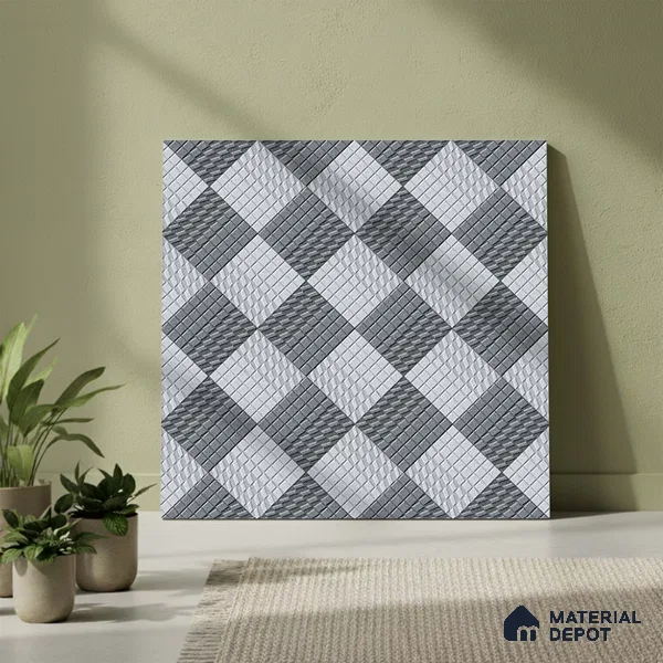 Patterned Look Parking Tile TL 08433 1.6 ft x 1.6 ft Vitrified Matte Finish - 12 mm | Pattern Alignment May Vary | 2-3 mm Spacer is Mandatory