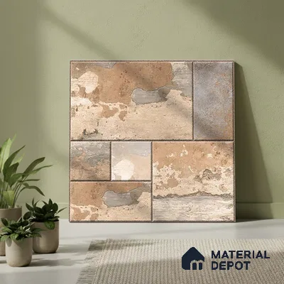 Stone Look Parking Tile TL 08423  1.6 ft x 1.6 ft Vitrified Matte Finish - 12 mm | Pattern Alignment May Vary | 2-3 mm Spacer is Mandatory