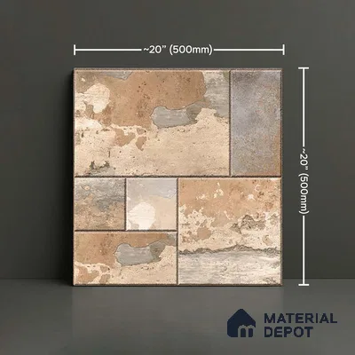 Stone Look Parking Tile TL 08423  1.6 ft x 1.6 ft Vitrified Matte Finish - 12 mm | Pattern Alignment May Vary | 2-3 mm Spacer is Mandatory