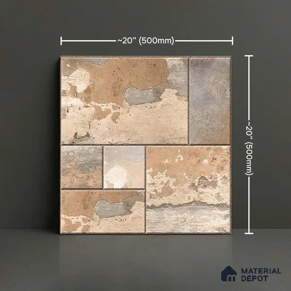 Stone Look Parking Tile TL 08423  1.6 ft x 1.6 ft Vitrified Matte Finish - 12 mm | Pattern Alignment May Vary | 2-3 mm Spacer is Mandatory