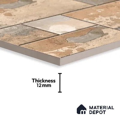Stone Look Parking Tile TL 08423  1.6 ft x 1.6 ft Vitrified Matte Finish - 12 mm | Pattern Alignment May Vary | 2-3 mm Spacer is Mandatory