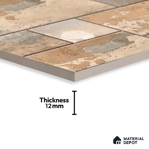Stone Look Parking Tile TL 08423  1.6 ft x 1.6 ft Vitrified Matte Finish - 12 mm | Pattern Alignment May Vary | 2-3 mm Spacer is Mandatory