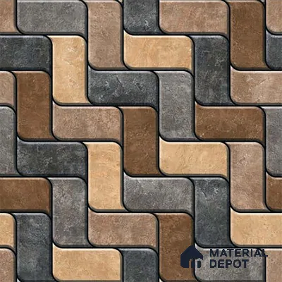Patterned Look Parking Tile TL 08418  1.6 ft x 1.6 ft Vitrified Matte Finish - 12 mm | Pattern Alignment May Vary | 2-3 mm Spacer is Mandatory