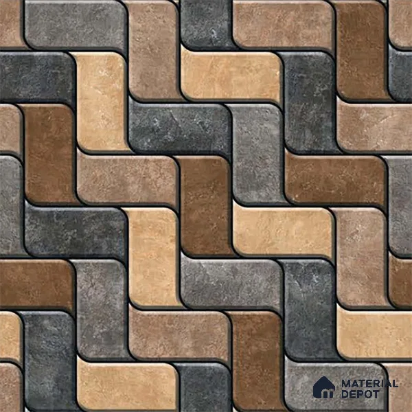 Patterned Look Parking Tile TL 08418  1.6 ft x 1.6 ft Vitrified Matte Finish - 12 mm | Pattern Alignment May Vary | 2-3 mm Spacer is Mandatory