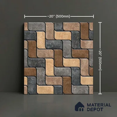 Patterned Look Parking Tile TL 08418  1.6 ft x 1.6 ft Vitrified Matte Finish - 12 mm | Pattern Alignment May Vary | 2-3 mm Spacer is Mandatory