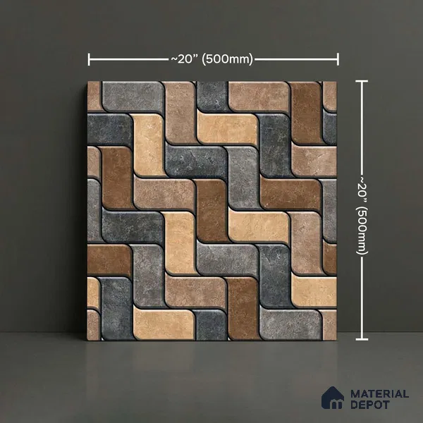 Patterned Look Parking Tile TL 08418  1.6 ft x 1.6 ft Vitrified Matte Finish - 12 mm | Pattern Alignment May Vary | 2-3 mm Spacer is Mandatory