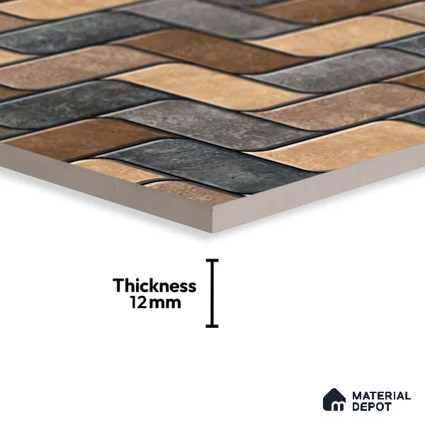 Patterned Look Parking Tile TL 08418  1.6 ft x 1.6 ft Vitrified Matte Finish - 12 mm | Pattern Alignment May Vary | 2-3 mm Spacer is Mandatory