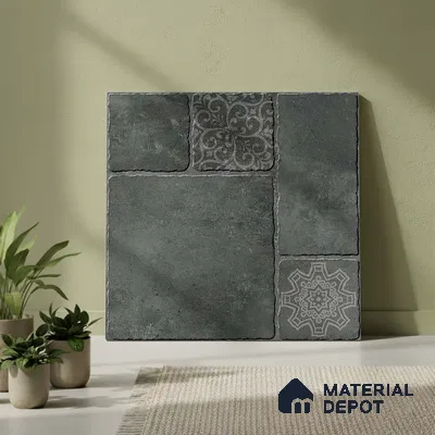 Stone Look Parking Tile TL 08434  1.6 ft x 1.6 ft Vitrified Matte Finish - 12 mm | Pattern Alignment May Vary | 2-3 mm Spacer is Mandatory