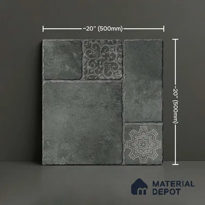Stone Look Parking Tile TL 08434  1.6 ft x 1.6 ft Vitrified Matte Finish - 12 mm | Pattern Alignment May Vary | 2-3 mm Spacer is Mandatory
