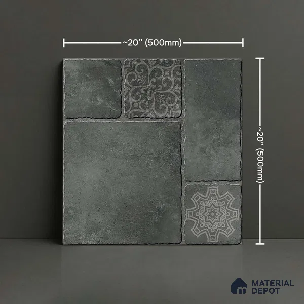 Stone Look Parking Tile TL 08434  1.6 ft x 1.6 ft Vitrified Matte Finish - 12 mm | Pattern Alignment May Vary | 2-3 mm Spacer is Mandatory