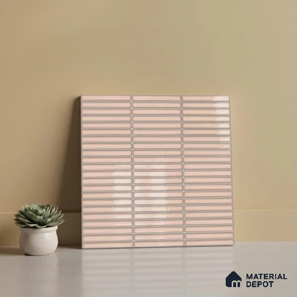 Faux Subway Look Wall Tile TL 08135 B Brich Bone 1 ft x 1 ft Ceramic Glossy Finish - 10 mm | Please Expect a Slight Variation of Pattern