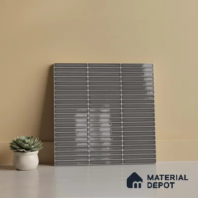 Faux Subway Look Wall Tile TL 08135 C Brich Coal 1 ft x 1 ft Ceramic Glossy Finish - 10 mm | Please Expect a Slight Variation of Pattern
