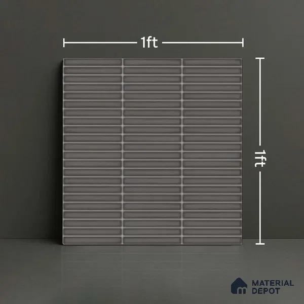 Faux Subway Look Wall Tile TL 08135 C Brich Coal 1 ft x 1 ft Ceramic Glossy Finish - 10 mm | Please Expect a Slight Variation of Pattern