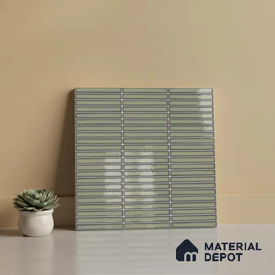 Faux Subway Look Wall Tile TL 08135 F Brich Olive 1 ft x 1 ft Ceramic Glossy Finish - 10 mm | Please Expect a Slight Variation of Pattern