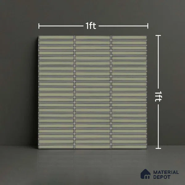Faux Subway Look Wall Tile TL 08135 F Brich Olive 1 ft x 1 ft Ceramic Glossy Finish - 10 mm | Please Expect a Slight Variation of Pattern