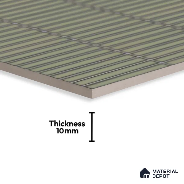 Faux Subway Look Wall Tile TL 08135 F Brich Olive 1 ft x 1 ft Ceramic Glossy Finish - 10 mm | Please Expect a Slight Variation of Pattern