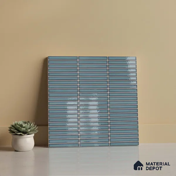 Faux Subway Look Wall Tile TL 08135 G Brich Teal 1 ft x 1 ft Ceramic Glossy Finish - 10 mm | Please Expect a Slight Variation of Pattern