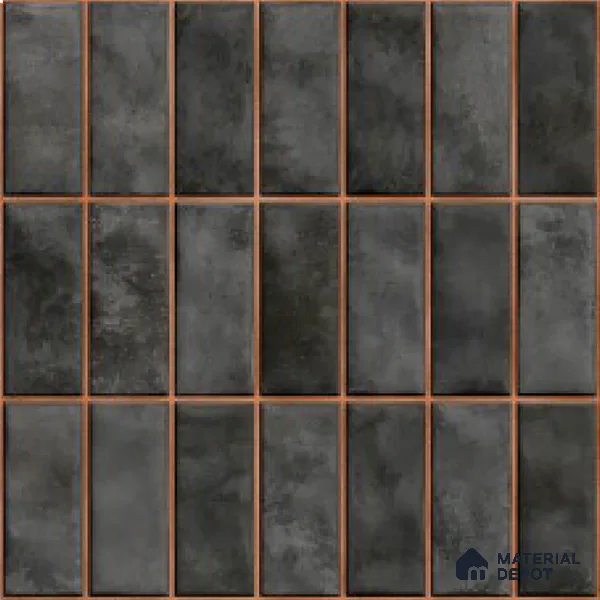 Faux Subway Look Wall Tile TL 08136 C Florim Coal 1 ft x 1 ft Ceramic Glossy Finish - 10 mm | Please Expect a Slight Variation of Pattern
