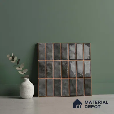 Faux Subway Look Wall Tile TL 08136 C Florim Coal 1 ft x 1 ft Ceramic Glossy Finish - 10 mm | Please Expect a Slight Variation of Pattern