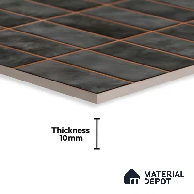 Faux Subway Look Wall Tile TL 08136 C Florim Coal 1 ft x 1 ft Ceramic Glossy Finish - 10 mm | Please Expect a Slight Variation of Pattern
