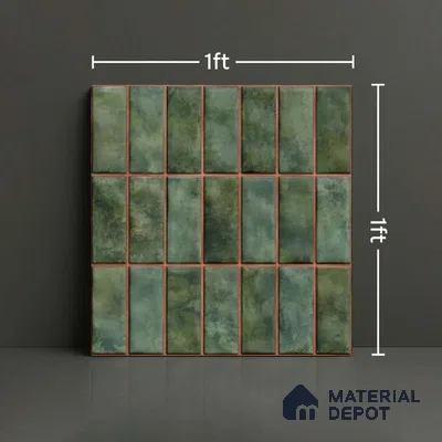 Faux Subway Look Wall Tile TL 08136 D Florim Emerald 1 ft x 1 ft Ceramic Glossy Finish - 10 mm | Please Expect a Slight Variation of Pattern