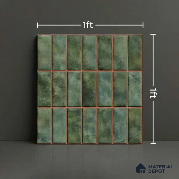 Faux Subway Look Wall Tile TL 08136 D Florim Emerald 1 ft x 1 ft Ceramic Glossy Finish - 10 mm | Please Expect a Slight Variation of Pattern