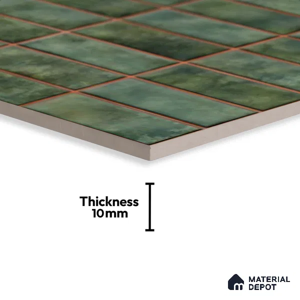 Faux Subway Look Wall Tile TL 08136 D Florim Emerald 1 ft x 1 ft Ceramic Glossy Finish - 10 mm | Please Expect a Slight Variation of Pattern