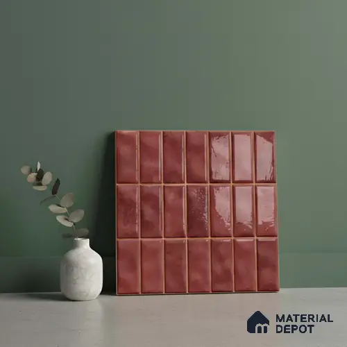 Faux Subway Look Wall Tile TL 08136 E Florim Maple 1 ft x 1 ft Ceramic Glossy Finish - 10 mm | Please Expect a Slight Variation of Pattern