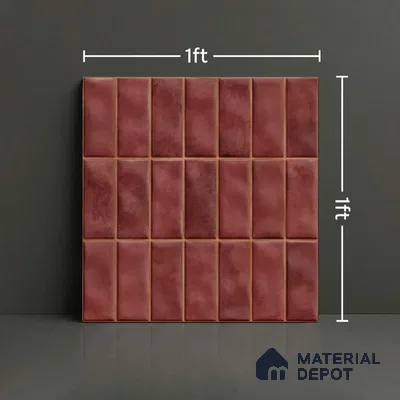 Faux Subway Look Wall Tile TL 08136 E Florim Maple 1 ft x 1 ft Ceramic Glossy Finish - 10 mm | Please Expect a Slight Variation of Pattern