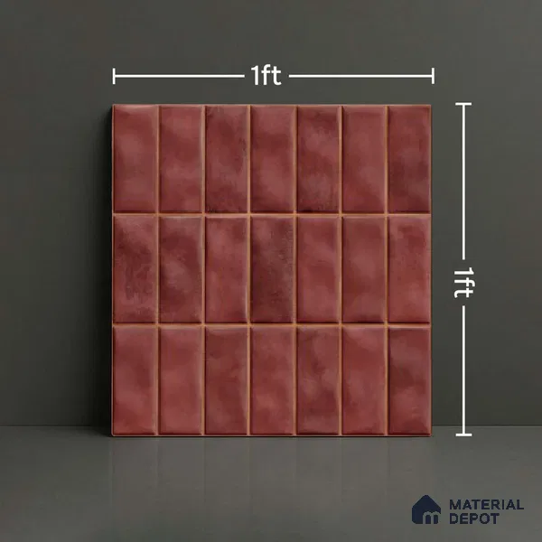 Faux Subway Look Wall Tile TL 08136 E Florim Maple 1 ft x 1 ft Ceramic Glossy Finish - 10 mm | Please Expect a Slight Variation of Pattern