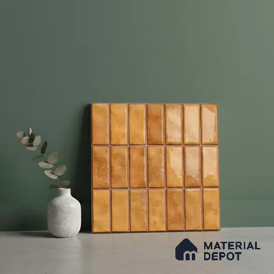 Faux Subway Look Wall Tile TL 08136 G Florim Pumpkin 1 ft x 1 ft Ceramic Glossy Finish - 10 mm | Please Expect a Slight Variation of Pattern