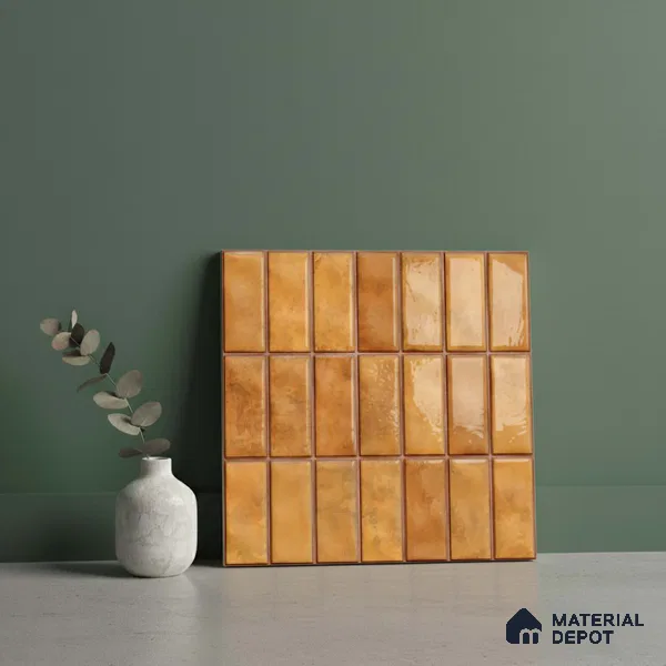 Faux Subway Look Wall Tile TL 08136 G Florim Pumpkin 1 ft x 1 ft Ceramic Glossy Finish - 10 mm | Please Expect a Slight Variation of Pattern