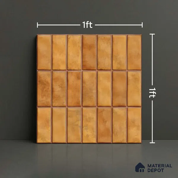Faux Subway Look Wall Tile TL 08136 G Florim Pumpkin 1 ft x 1 ft Ceramic Glossy Finish - 10 mm | Please Expect a Slight Variation of Pattern