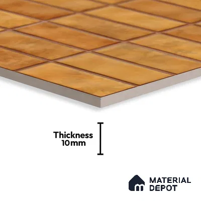 Faux Subway Look Wall Tile TL 08136 G Florim Pumpkin 1 ft x 1 ft Ceramic Glossy Finish - 10 mm | Please Expect a Slight Variation of Pattern