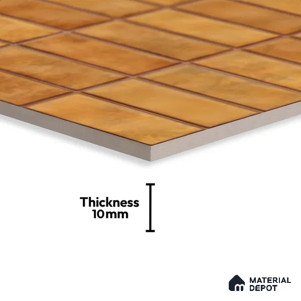 Faux Subway Look Wall Tile TL 08136 G Florim Pumpkin 1 ft x 1 ft Ceramic Glossy Finish - 10 mm | Please Expect a Slight Variation of Pattern