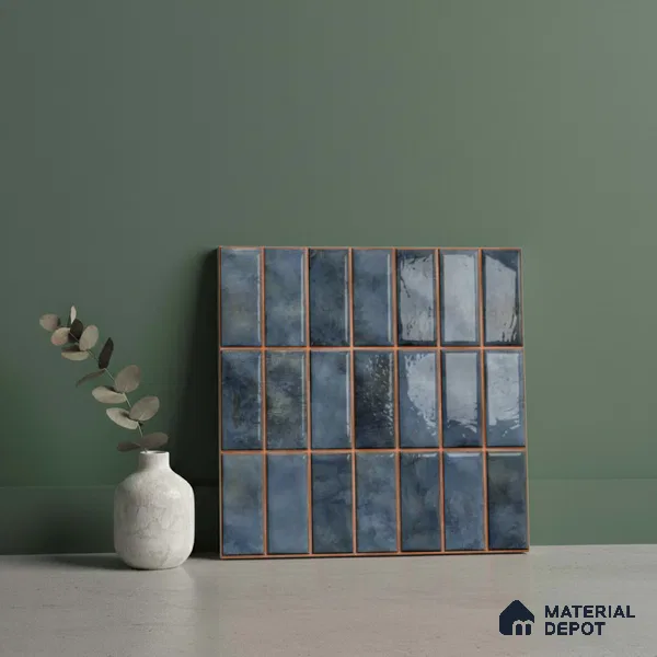 Faux Subway Look Wall Tile TL 08136 Florim Azure 1 ft x 1 ft Ceramic Glossy Finish - 10 mm | Please Expect a Slight Variation of Pattern