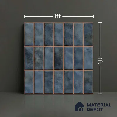 Faux Subway Look Wall Tile TL 08136 Florim Azure 1 ft x 1 ft Ceramic Glossy Finish - 10 mm | Please Expect a Slight Variation of Pattern