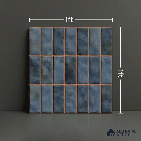 Faux Subway Look Wall Tile TL 08136 Florim Azure 1 ft x 1 ft Ceramic Glossy Finish - 10 mm | Please Expect a Slight Variation of Pattern