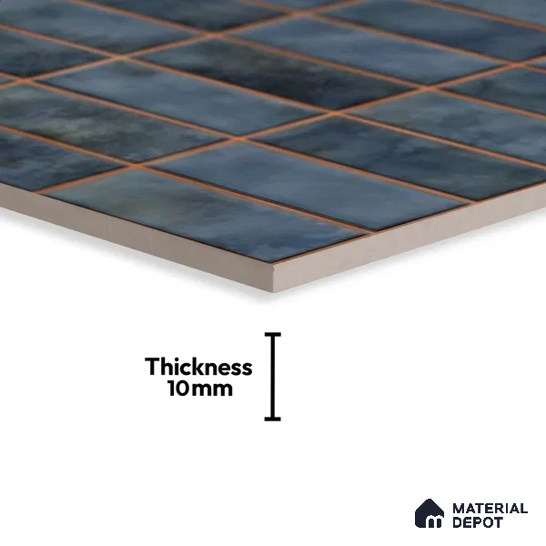 Faux Subway Look Wall Tile TL 08136 Florim Azure 1 ft x 1 ft Ceramic Glossy Finish - 10 mm | Please Expect a Slight Variation of Pattern