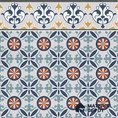 Moroccan Carpet Tile TL 08345 B 61018 B 1 ft x 1 ft Ceramic Matte Finish - 10 mm | Suitable For Living Room, Kitchen, Dining Area | Please Expect a Slight Variation of Pattern