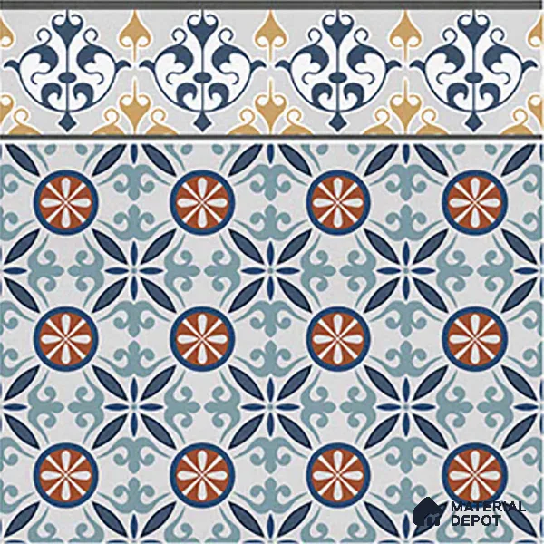 Moroccan Carpet Tile TL 08345 B 61018 B 1 ft x 1 ft Ceramic Matte Finish - 10 mm | Suitable For Living Room, Kitchen, Dining Area | Please Expect a Slight Variation of Pattern
