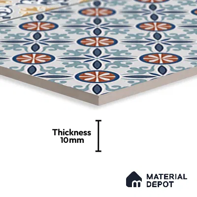 Moroccan Carpet Tile TL 08345 B 61018 B 1 ft x 1 ft Ceramic Matte Finish - 10 mm | Suitable For Living Room, Kitchen, Dining Area | Please Expect a Slight Variation of Pattern