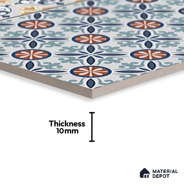 Moroccan Carpet Tile TL 08345 B 61018 B 1 ft x 1 ft Ceramic Matte Finish - 10 mm | Suitable For Living Room, Kitchen, Dining Area | Please Expect a Slight Variation of Pattern