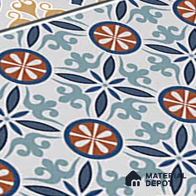 Moroccan Carpet Tile TL 08345 B 61018 B 1 ft x 1 ft Ceramic Matte Finish - 10 mm | Suitable For Living Room, Kitchen, Dining Area | Please Expect a Slight Variation of Pattern