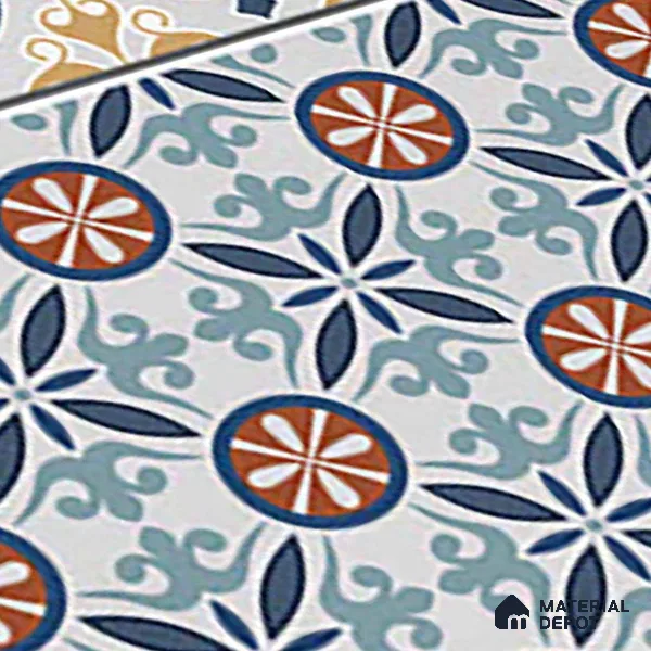 Moroccan Carpet Tile TL 08345 B 61018 B 1 ft x 1 ft Ceramic Matte Finish - 10 mm | Suitable For Living Room, Kitchen, Dining Area | Please Expect a Slight Variation of Pattern